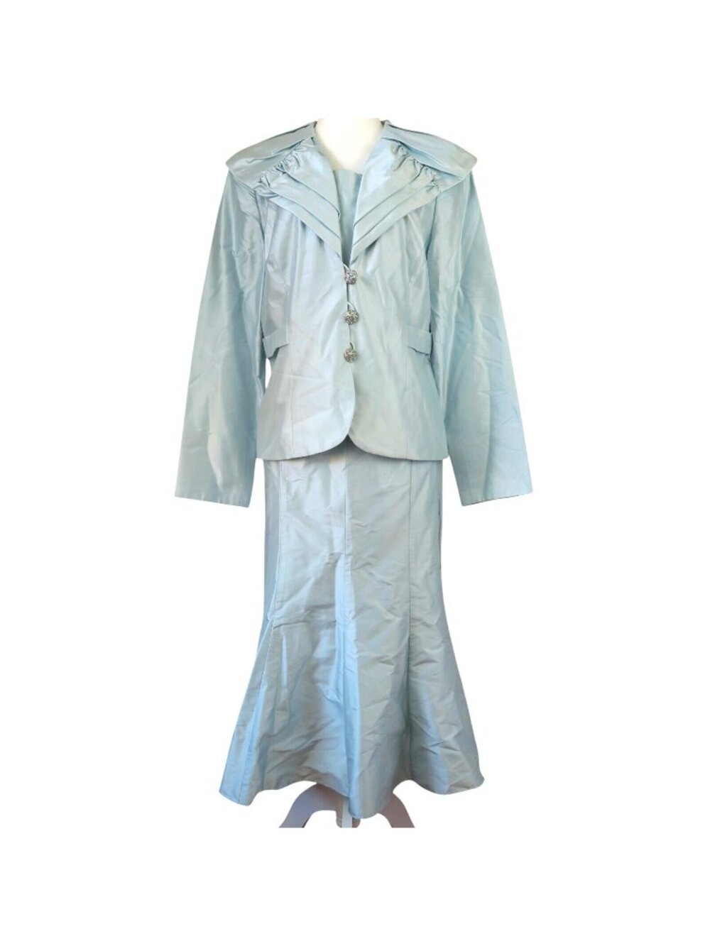 NWT Lily & Taylor Silk Dress Suit Light Blue Size 12 Church Formalwear Elegant